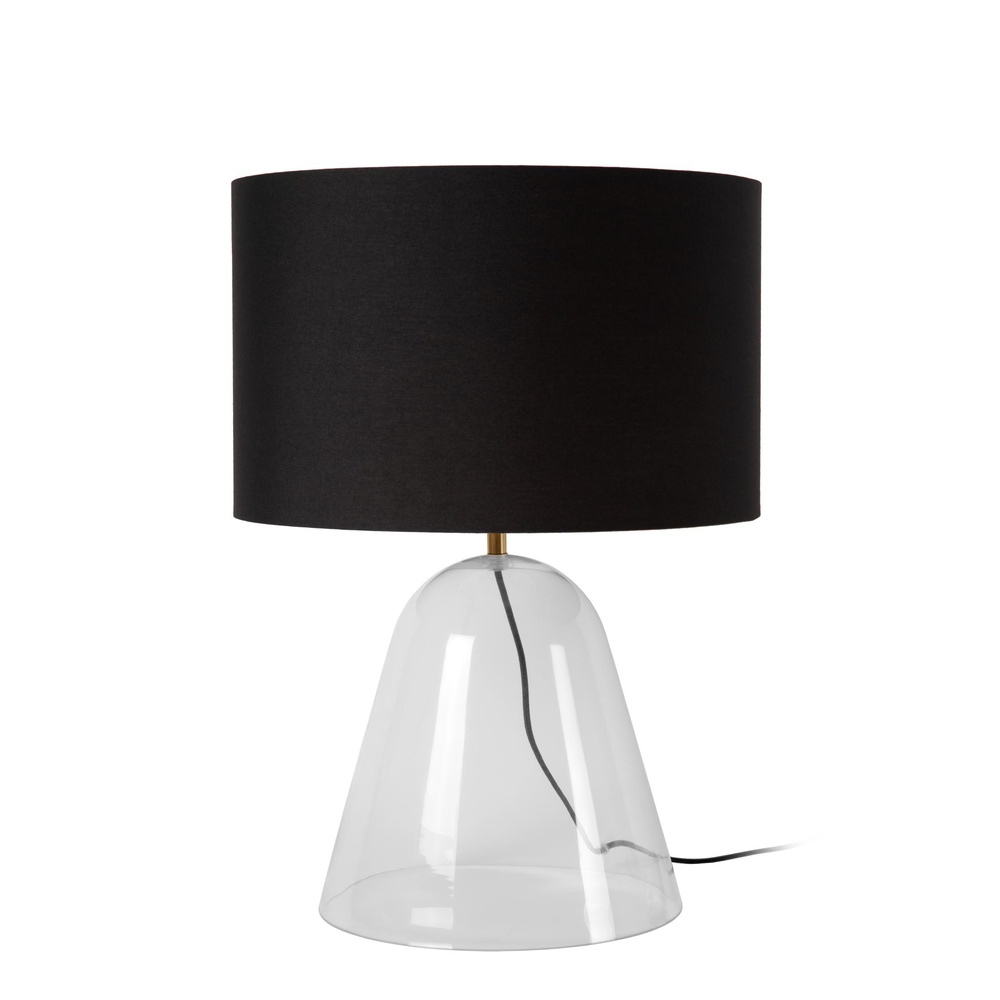 Lucide TafellampCampana glas met zwarte kap 25cm - 34550/81/60